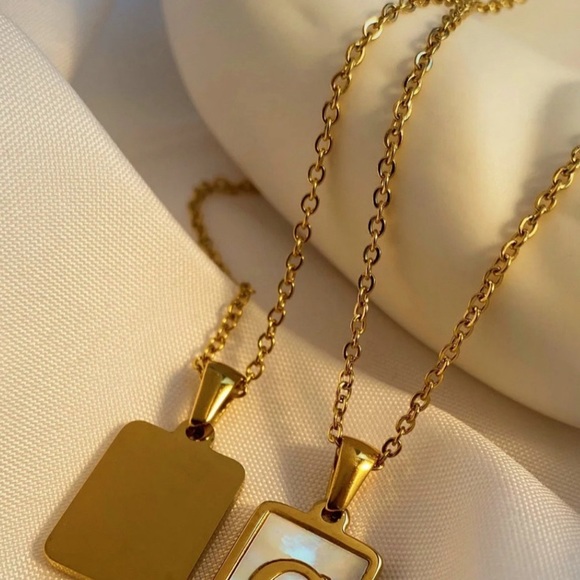 Letter Necklaces, on White Shell Gold Plated Pendant Necklace - Picture 3 of 15